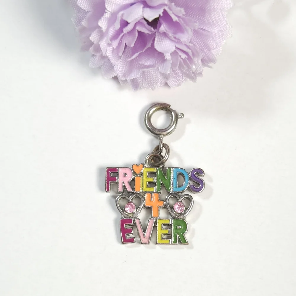 Vintage Rainbow Colors Friends 4 Ever Crystal Pendant Charm Jewelry Making - Picture 5 of 8